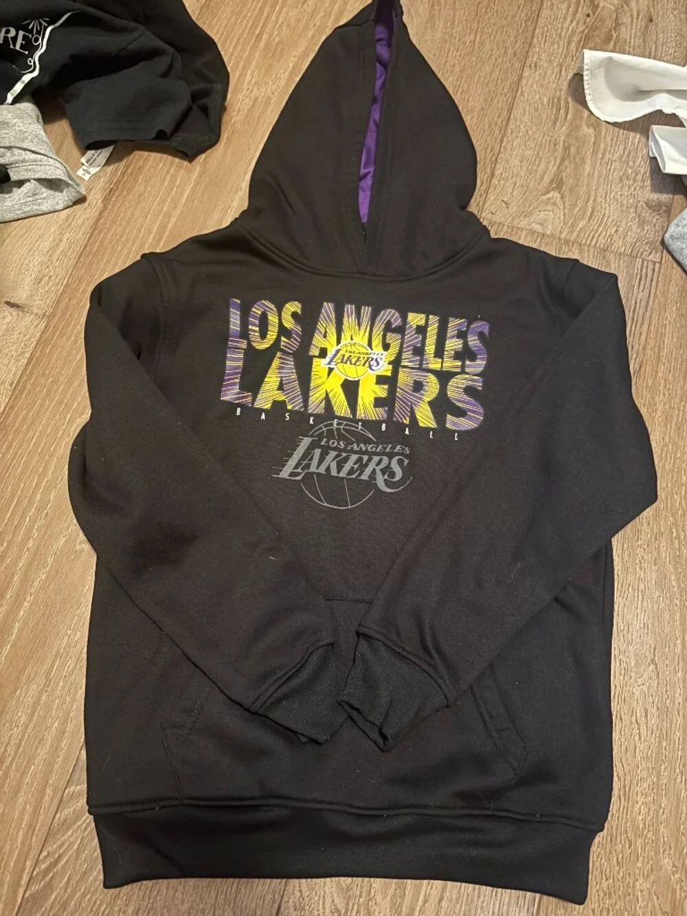 Official NBA Los Angeles Lakers Youth Hoodie Black Purple Size XL (14–16)